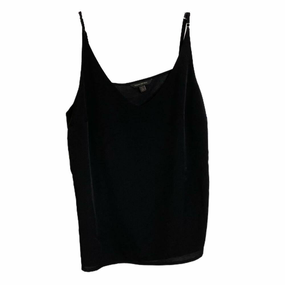 Banana Republic Women's Top Sleeveless Black V-Neck Tank Spaghetti Strap Sz L